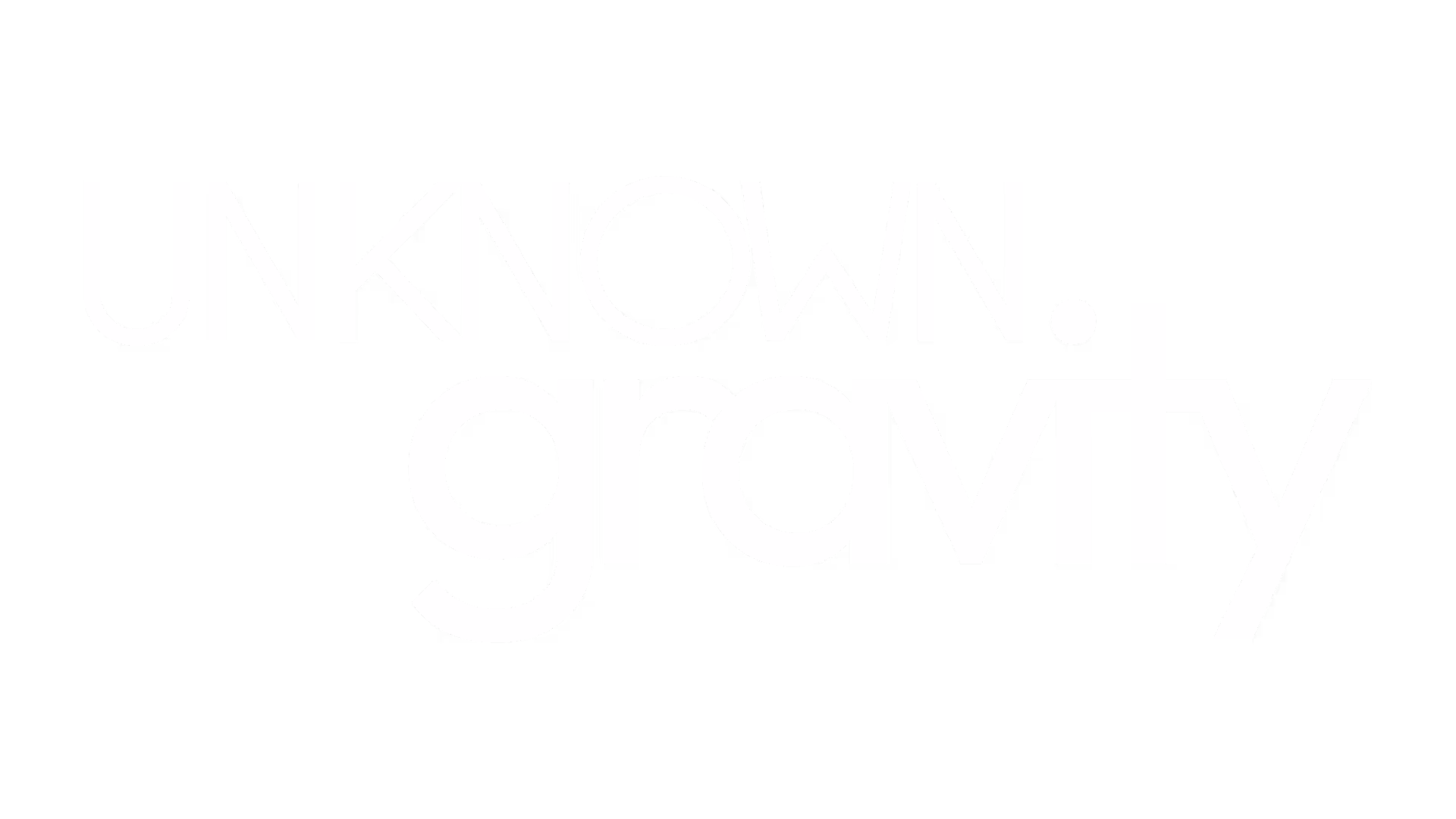 Texto estilizado que dice 'UNKNOWN. gravity' en blanco sobre fondo negro.