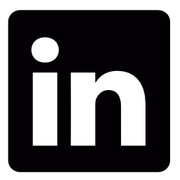 Ícono del logo de LinkedIn en blanco sobre un fondo negro.